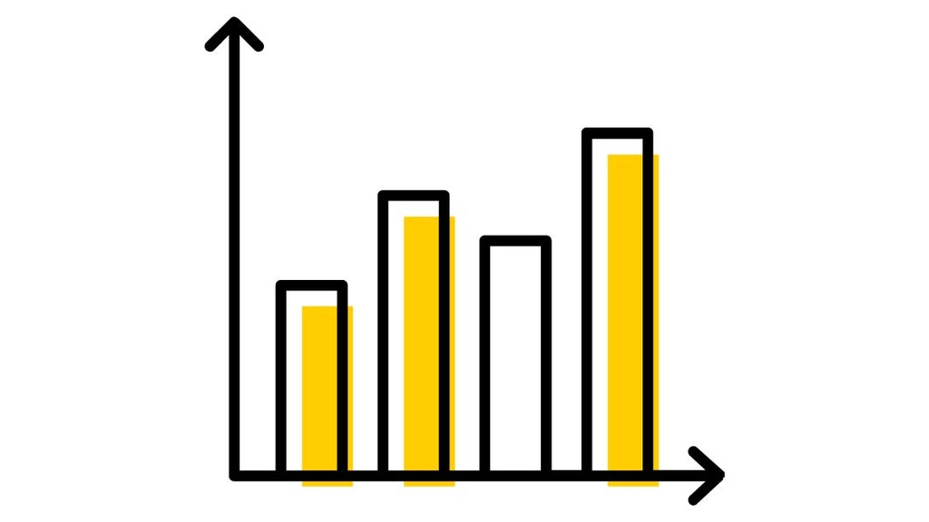 simple bar graph with black and gold bars